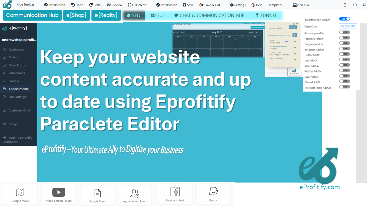Keep your website content accurate and up to date using Eprofitify Paraclete Editor